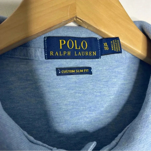 COPY - Polo Ralph Lauren Blue Polo Shirt Custom Fit Size XL - Picture 4 of 5